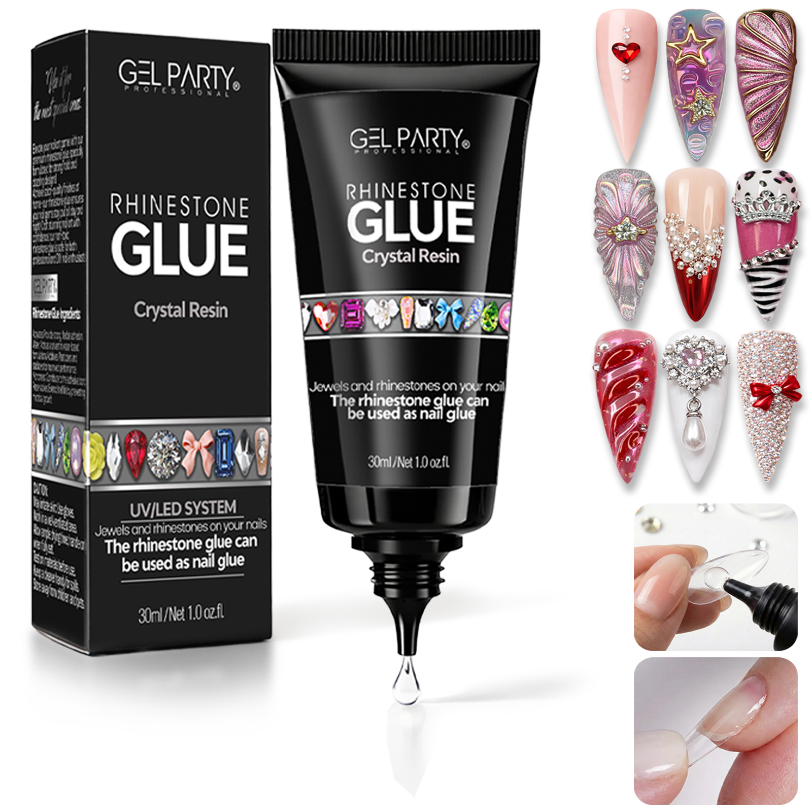 Gelparty Rhinestone Glue 30ml – Super Strong Crystal Resin Adhesive